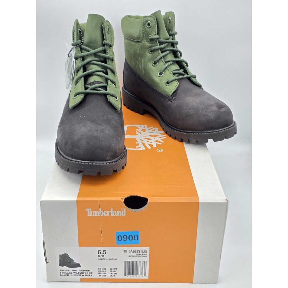 Timberland Boots 6 inch Premium Dark Green Nubuck Kids Youth Junior Sz 6.5 M New